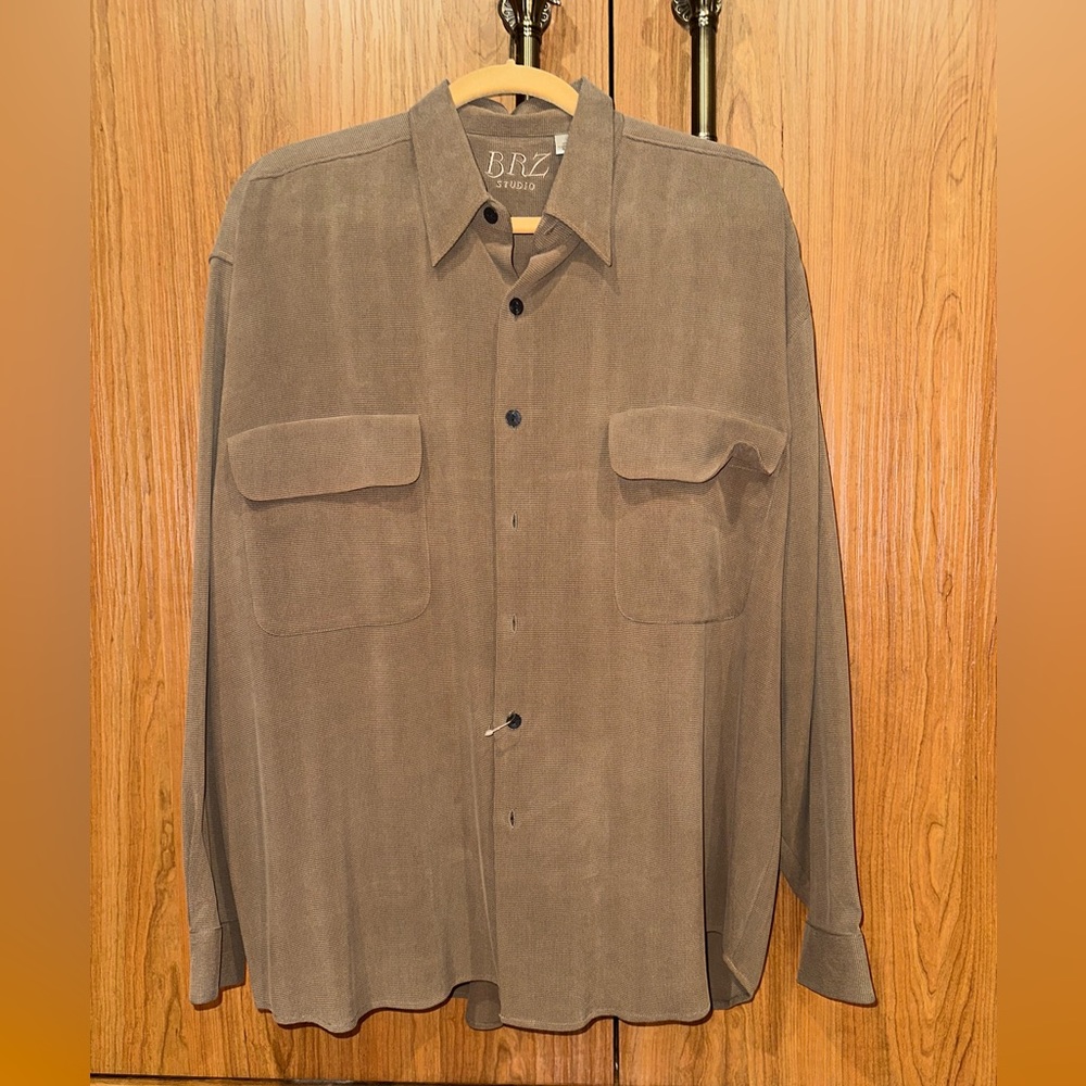 BRZ STUDIO- Men’s 100% Silk Shirt - Vintage - XL